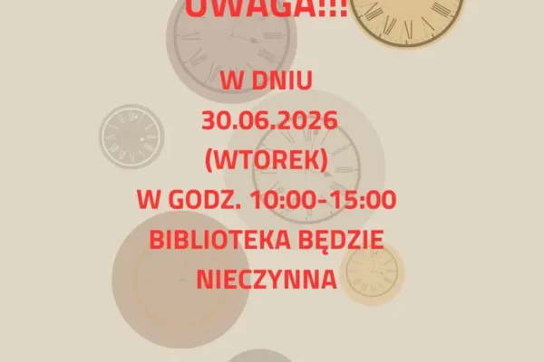 Biblioteka w Czempiniu nieczynna 30 czerwca w godzinach 10-15