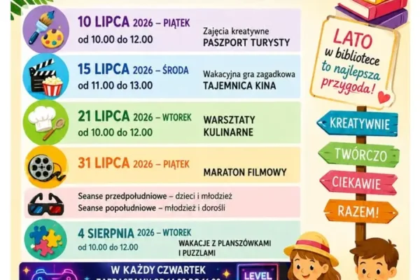 Wakacje w bibliotece w Krzywiniu – mnóstwo atrakcji dla dzieci i dorosłych