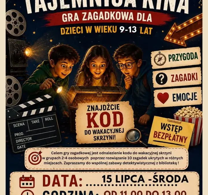 Wakacyjna Tajemnica Kina – gra zagadkowa w bibliotece dla dzieci i młodzieży