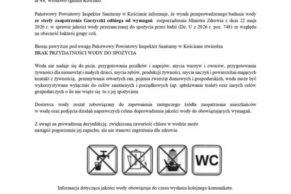 Woda w przysiółku Wronowo niezdatna do spożycia – wykryto bakterie coli