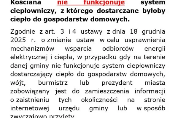 Kościan: brak systemu ciepłowniczego – bon ciepłowniczy nie będzie wypłacany
