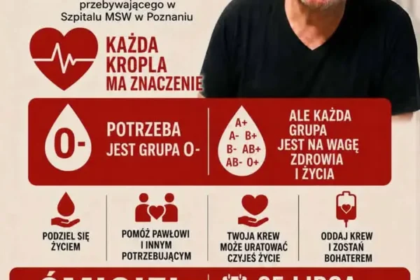 Zbiórka krwi w Śmiglu – pomóż Pawłowi i innym potrzebującym