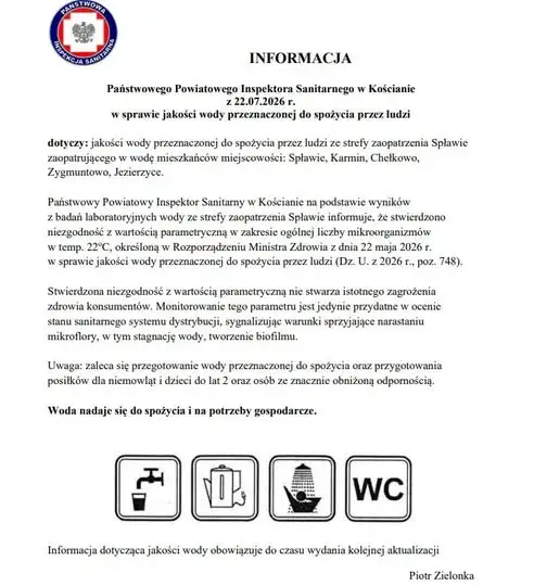 Jakość wody w Spławiu – zalecane przegotowanie dla wrażliwych grup