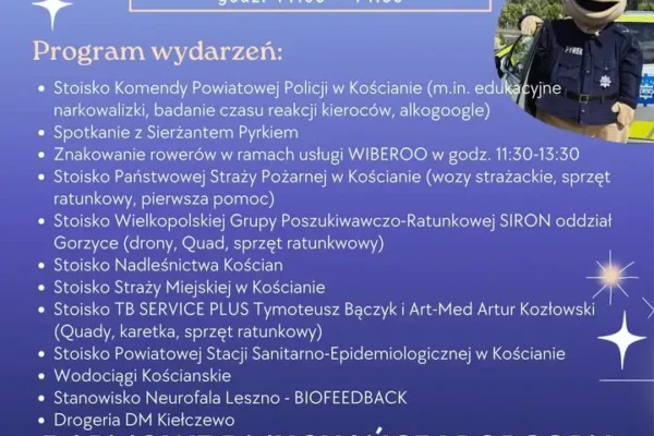 III Rodzinny Piknik Bezpieczeństwa w Kościanie – Święto Policji z atrakcjami i zbiórką charytatywną