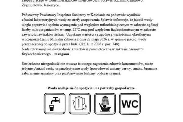 Poprawa jakości wody w Spławiu i okolicach – nadal podwyższony mangan