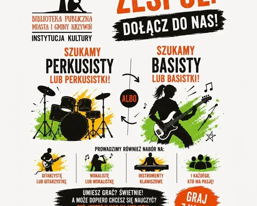 Biblioteka w Krzywiniu zaprasza do muzycznego zespołu