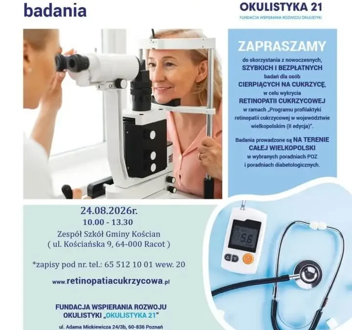 Bezpłatne badania wzroku w Racocie – sprawdź swój wzrok pod kątem retinopatii cukrzycowej