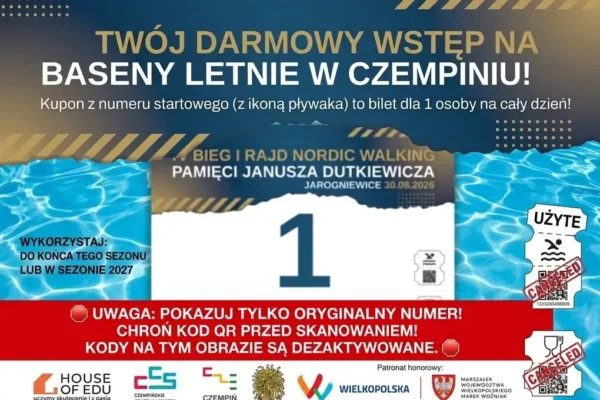 Darmowe wejście na baseny w Czempiniu dla uczestników biegu w Jarogniewicach