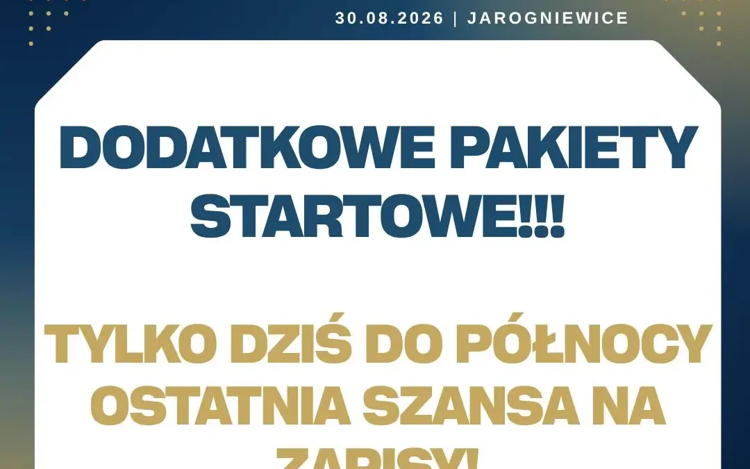 Dodatkowa pula pakietów startowych na IV Bieg i Rajd Nordic Walking w Jarogniewicach – zapisy tylko do północy
