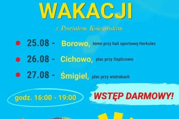 Zakończenie wakacji z Powiatem Kościańskim – dmuchańce, animacje i piana party w Czempiń