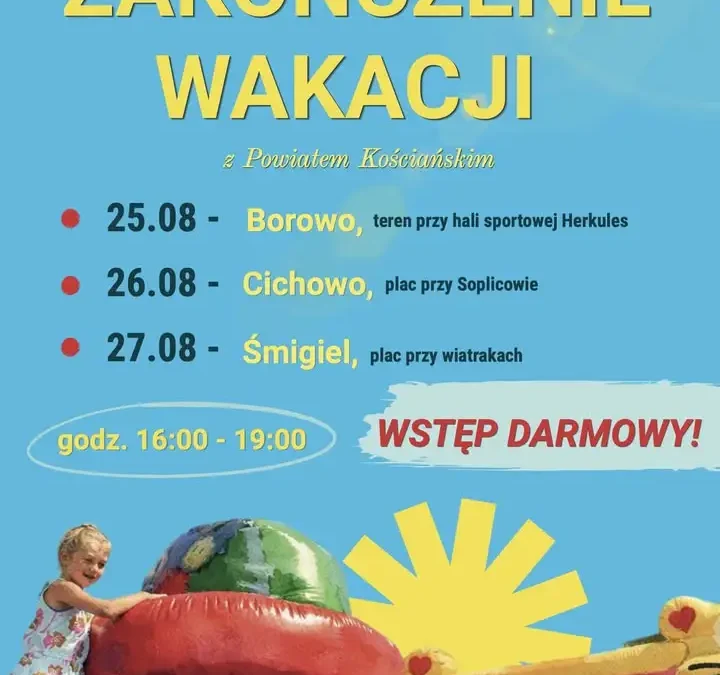 Pożegnanie wakacji w Powiecie Kościańskim: dmuchańce i atrakcje dla dzieci