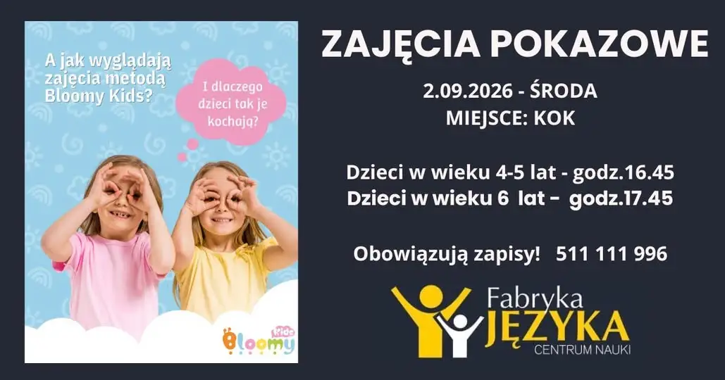 Bezpłatne zajęcia pokazowe z angielskiego dla dzieci w Kościańskim Ośrodku Kultury