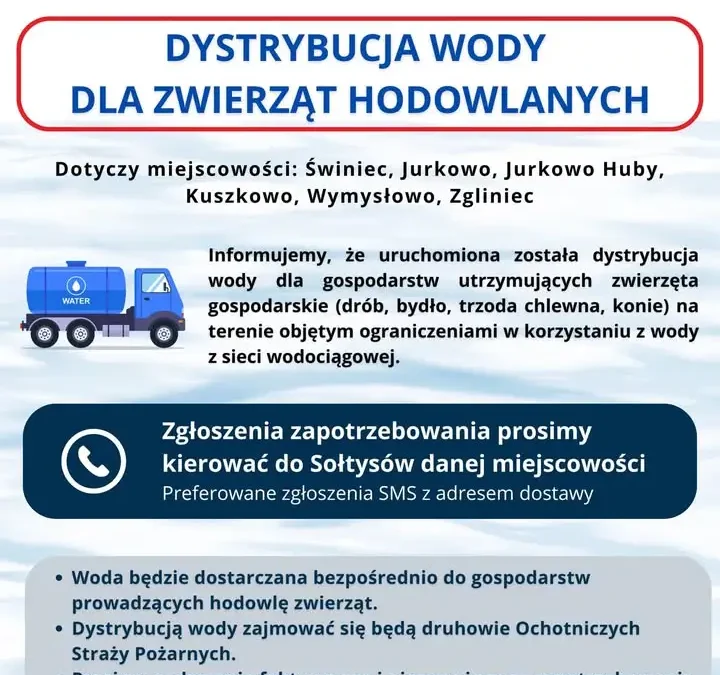 Gmina Krzywiń uruchamia dystrybucję wody dla hodowców zwierząt