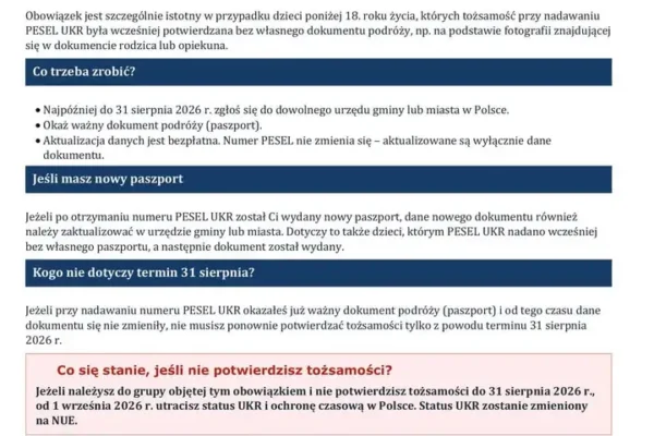 Ostatni dzwonek na potwierdzenie tożsamości dla posiadaczy PESEL UKR