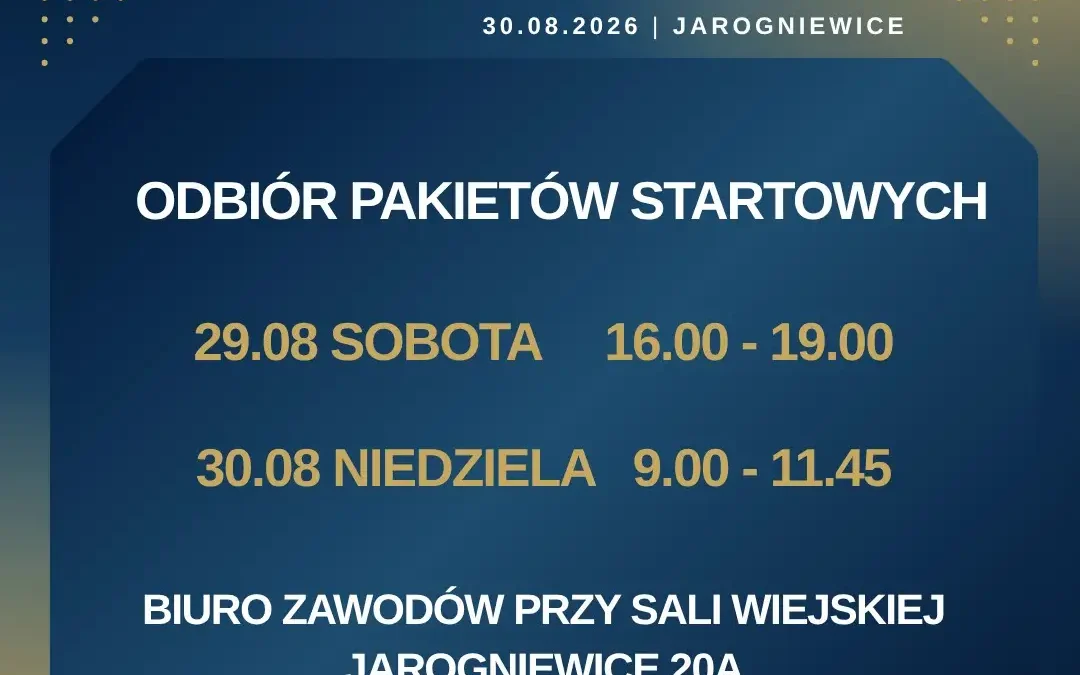 Odbiór pakietów startowych przed IV Biegiem i Rajdem Nordic Walking w Jarogniewicach