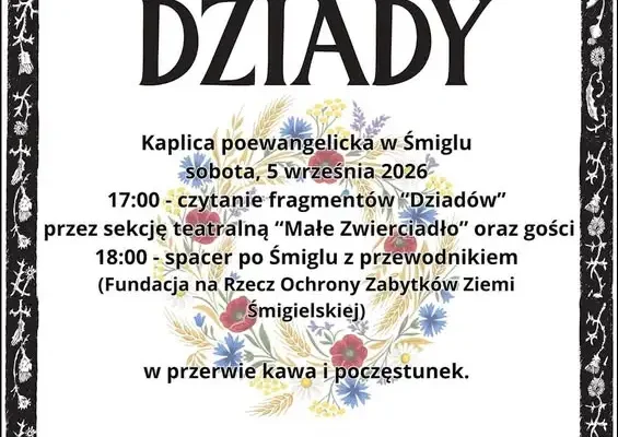 Narodowe Czytanie i spacer historyczny w Śmiglu już w sobotę