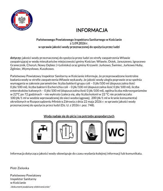 Woda we Wławiu i okolicach znów zdatna do picia bez przegotowania