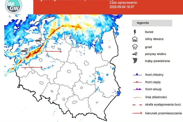 Burze i silny wiatr nadciągają nad Wielkopolskę – IMGW ostrzega