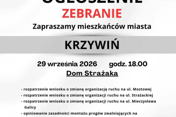 Zebranie mieszkańców Krzywinia – 29 września w Domu Strażaka