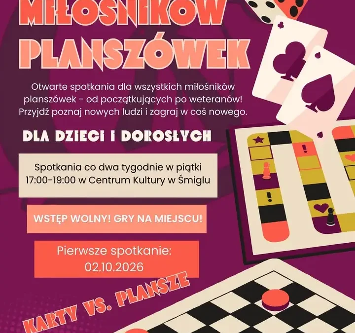 Planszówki w Śmiglu: nowy cykl spotkań w Centrum Kultury
