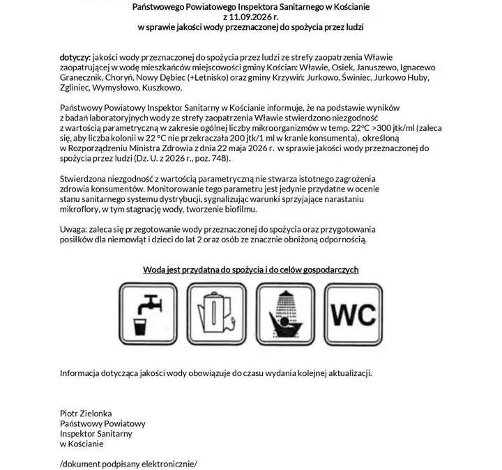 Woda w strefie Wławie z przekroczeniem mikroorganizmów – sanepid uspokaja mieszkańców