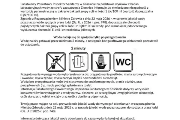 Uwaga mieszkańcy Czerwonej Wsi! Woda z kranu wymaga przegotowania