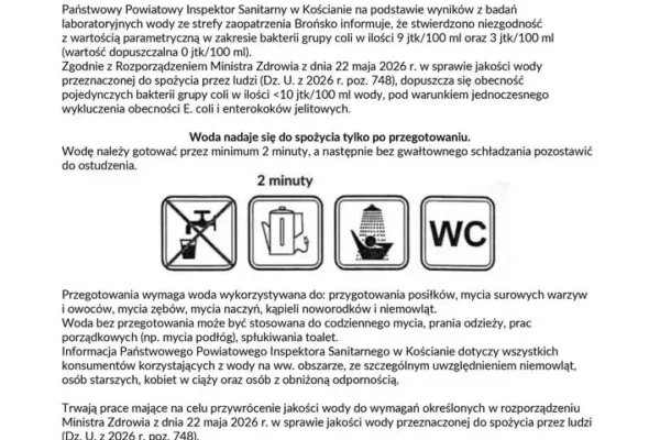 Bakterie grupy coli w wodzie. Mieszkańcy dziesięciu miejscowości muszą przegotowywać wodę