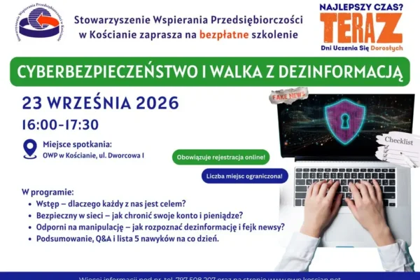 Bezpłatne szkolenie o cyberbezpieczeństwie i dezinformacji w Kościanie