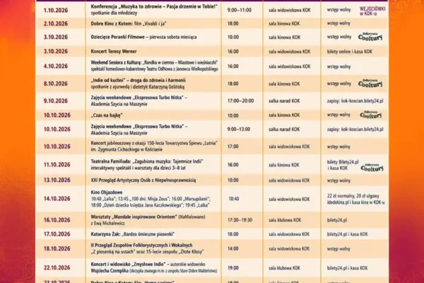 Październik w Kościańskim Ośrodku Kultury: orient, muzyka, kino i warsztaty