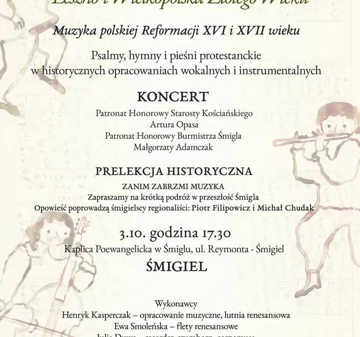 Koncert muzyki Polskiej Reformacji w Śmiglu – już 3 października