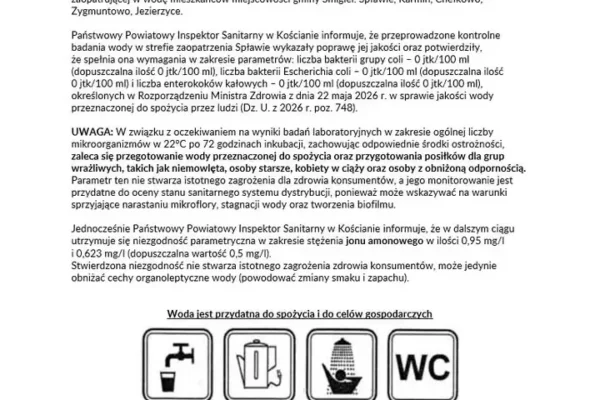 Woda w gminie Śmigiel: poprawa jakości, ale wciąż zalecane przegotowanie
