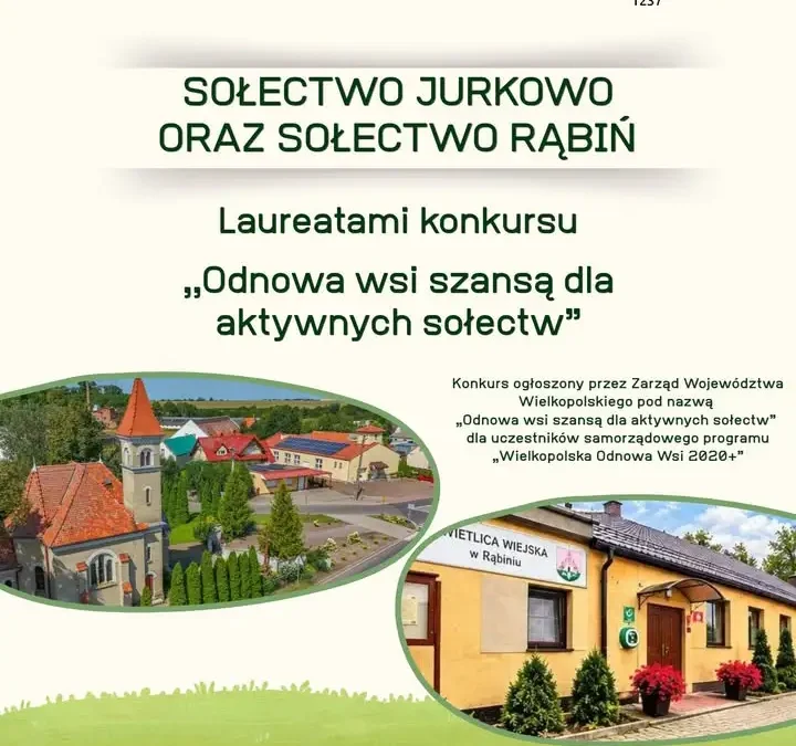 Jurkowo i Rąbiń z dofinansowaniem w konkursie „Odnowa Wsi Szansą dla Aktywnych Sołectw”