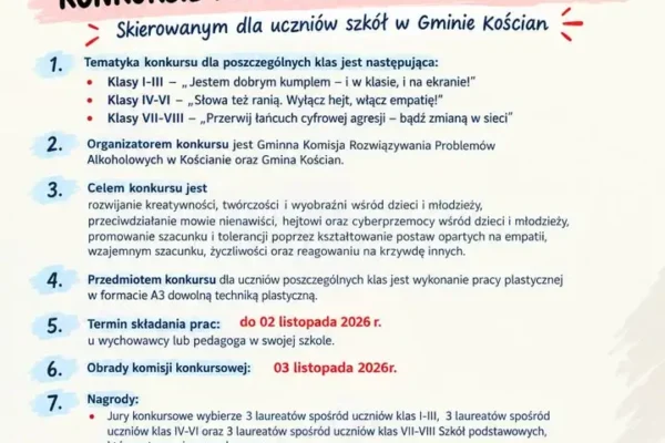 Konkurs „STOP HEJT!” w gminie Kościan – szkoły podstawowe walczą z mową nienawiści