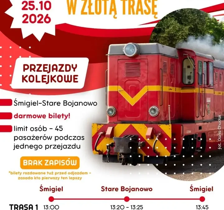 Śmigielska Kolej Wąskotorowa zaprasza na bezpłatne przejazdy w złotej jesieni