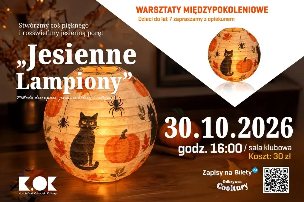Jesienne lampiony decoupage – międzypokoleniowe warsztaty w Kościańskim Ośrodku Kultury