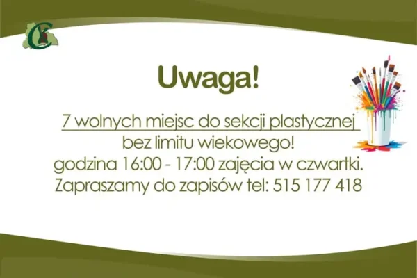 Centrum Kultury w Śmiglu zaprasza na zajęcia plastyczne – są jeszcze wolne miejsca