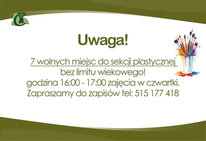 Centrum Kultury w Śmiglu zaprasza na zajęcia plastyczne – są jeszcze wolne miejsca